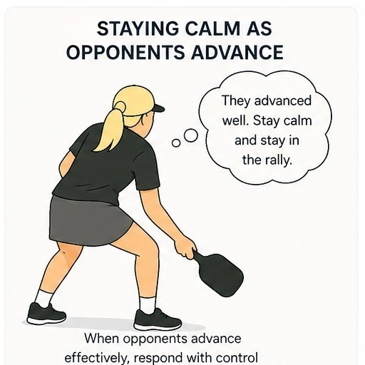 Staying Calm as Opponents Advance pickleball strategy diagram